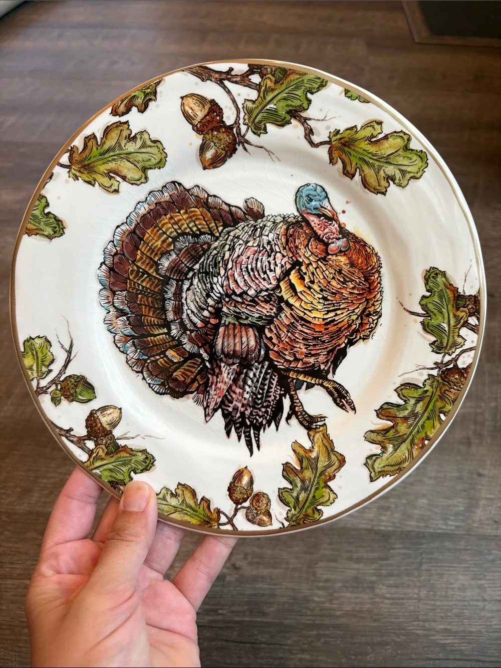 Pier 1 Autumn Oak Turkey Luncheon Salad Plates Earthenware 9
